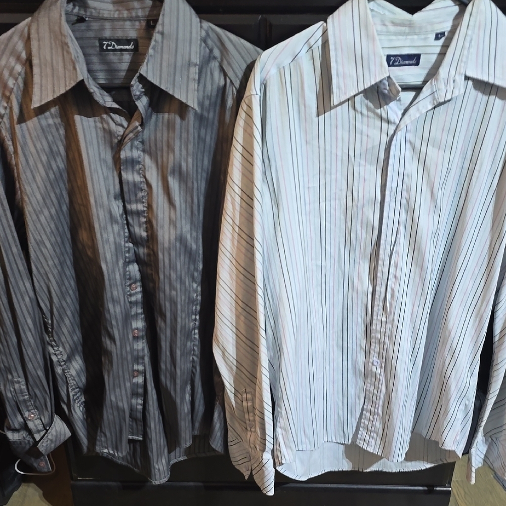 7 Diamonds 2 Long Sleeve Both Size Large , Excellent Condition